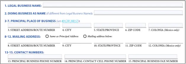 MCS-150 Form Fields 1-15